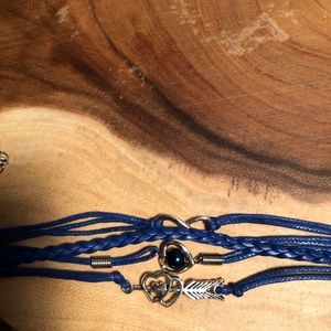 NWY 5 strand Navy Leather Bracelet 7” 2” extender